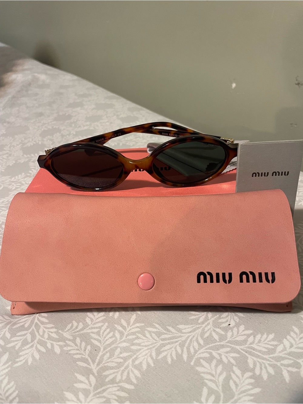 Miu Miu Tortoiseshell Frame Sunglasses with Pink Case - Brown Lenses